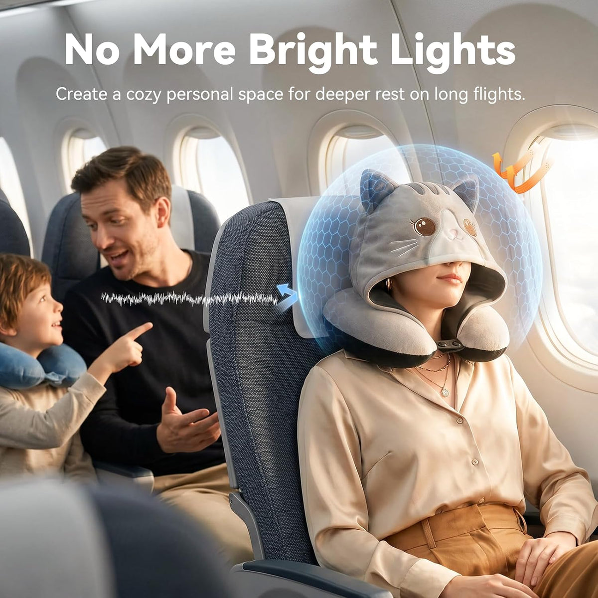 Travel Neck Pillow for Airplanes - 2026 Memory Foam Neck Support Pillow with Hood for Long Flights Car Rest & Road Trips - Reversible Ice Silk & Plush Design with EVA Case for Adults & Teens