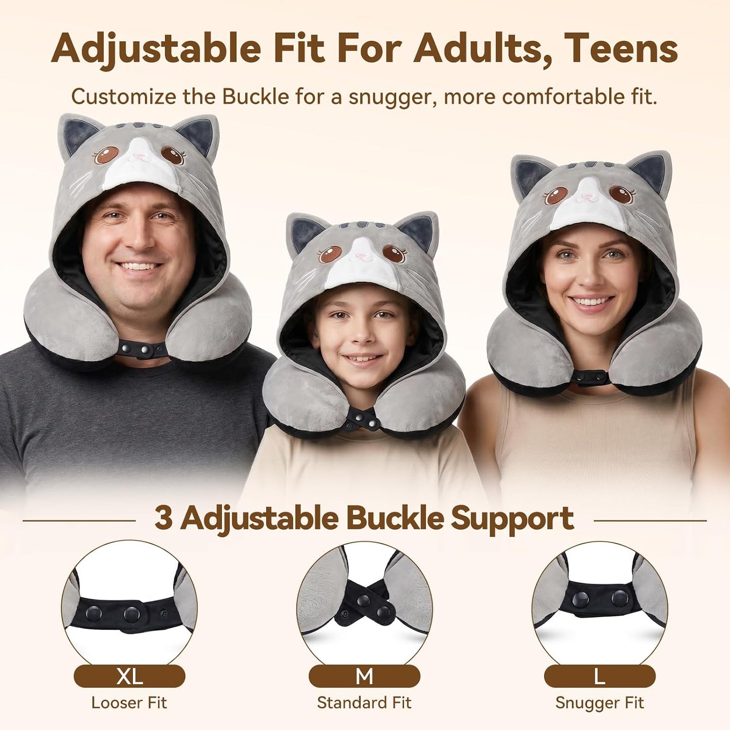 Travel Neck Pillow for Airplanes - 2026 Memory Foam Neck Support Pillow with Hood for Long Flights Car Rest & Road Trips - Reversible Ice Silk & Plush Design with EVA Case for Adults & Teens