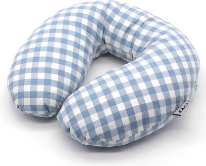 Buckwheat Pillow for Side Sleepers Cervical Neck Cooling Pillows U Shaped Pillow Ergonomic Travel Head Pillow for Sleeping Buckwheat Hulls Filling Removable Cotton Cover (12x12 inch, Blue)