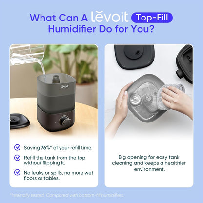 Humidifiers for Bedroom 4.2L Top Fill for Large Room, NeoClassic 450