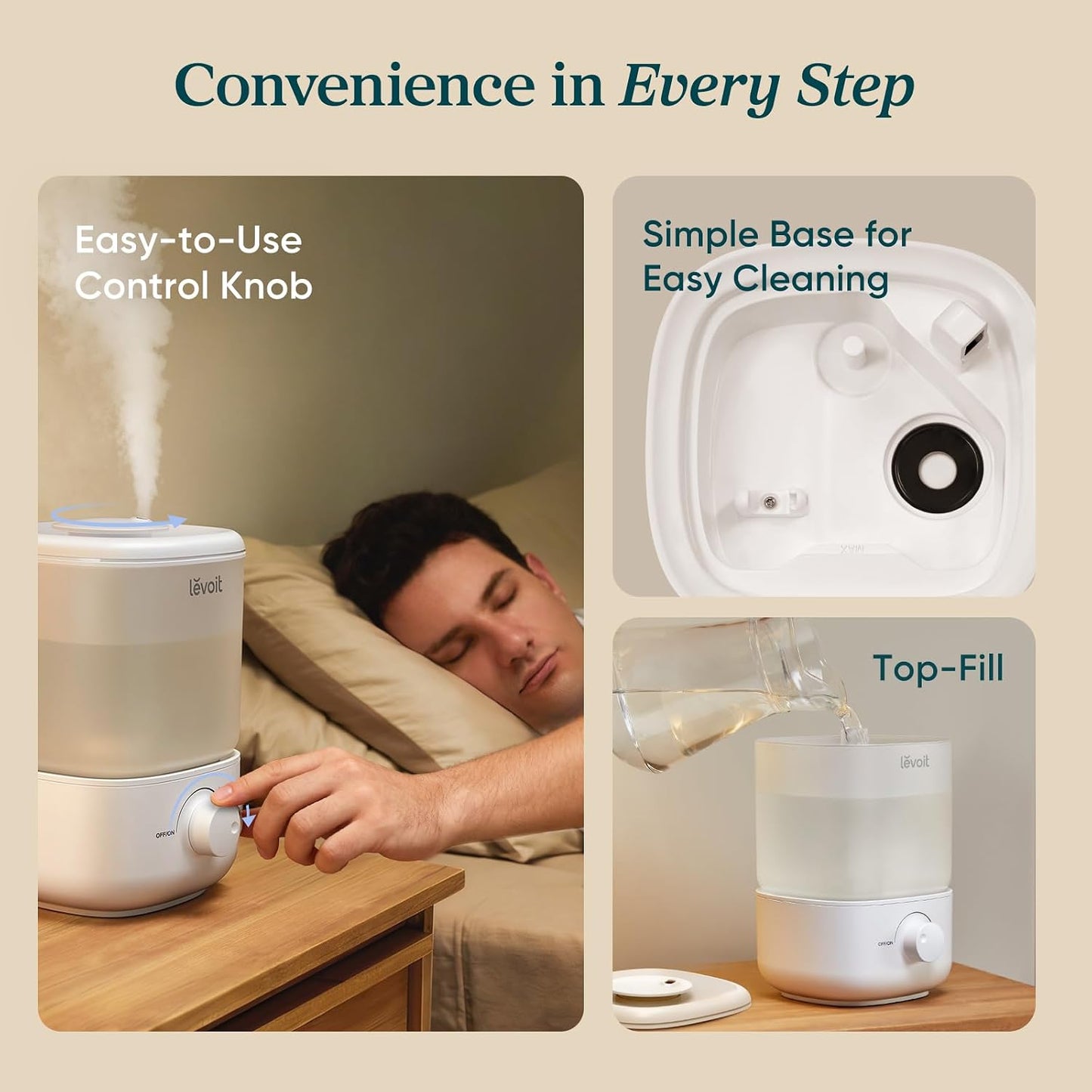 Humidifiers for Bedroom 4.2L Top Fill for Large Room, NeoClassic 450