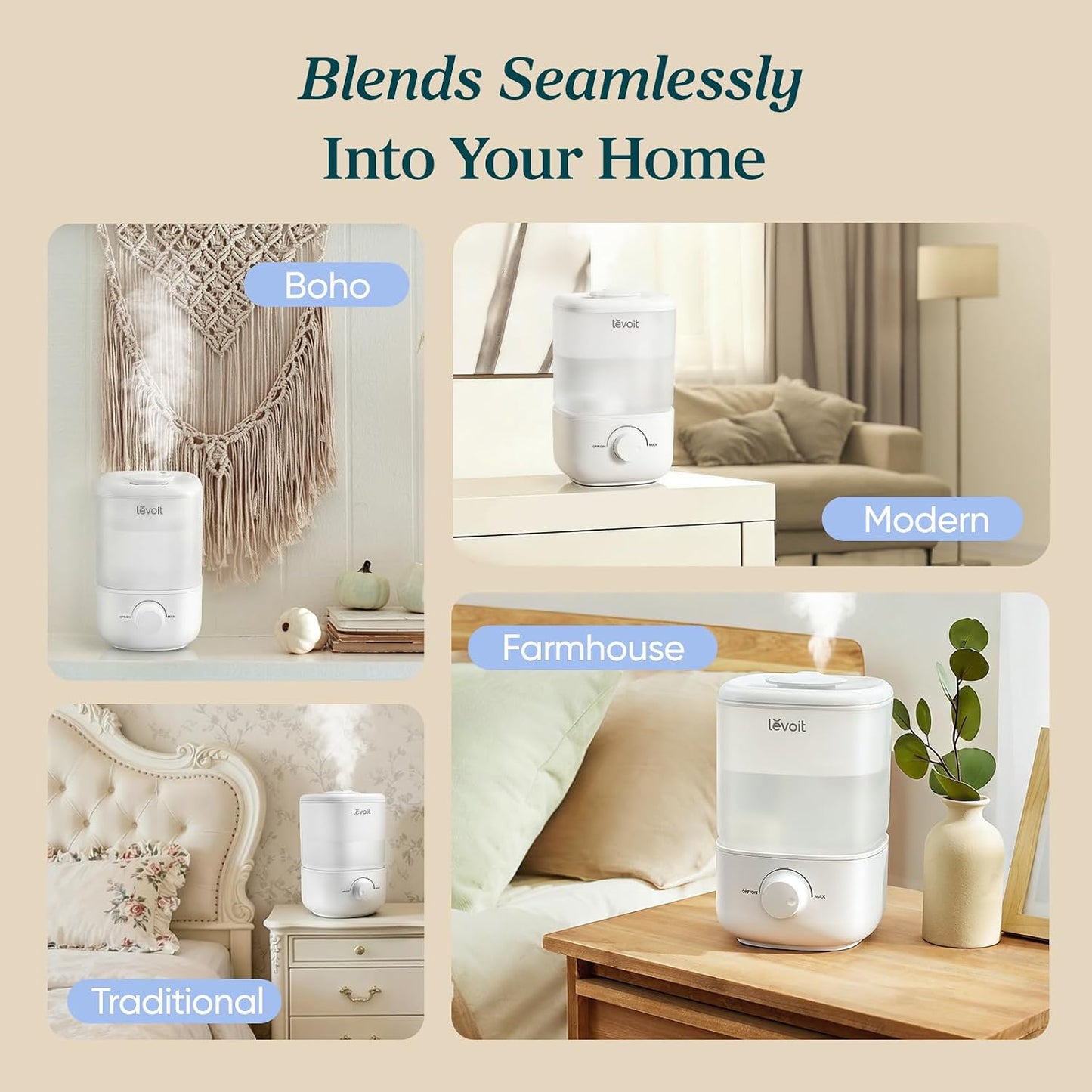 Humidifiers for Bedroom 4.2L Top Fill for Large Room, NeoClassic 450