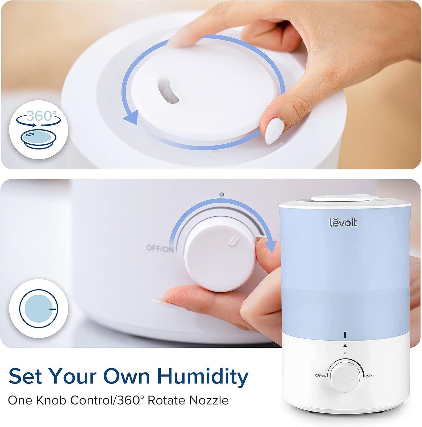 Humidifiers for Bedroom 4.2L Top Fill for Large Room, NeoClassic 450