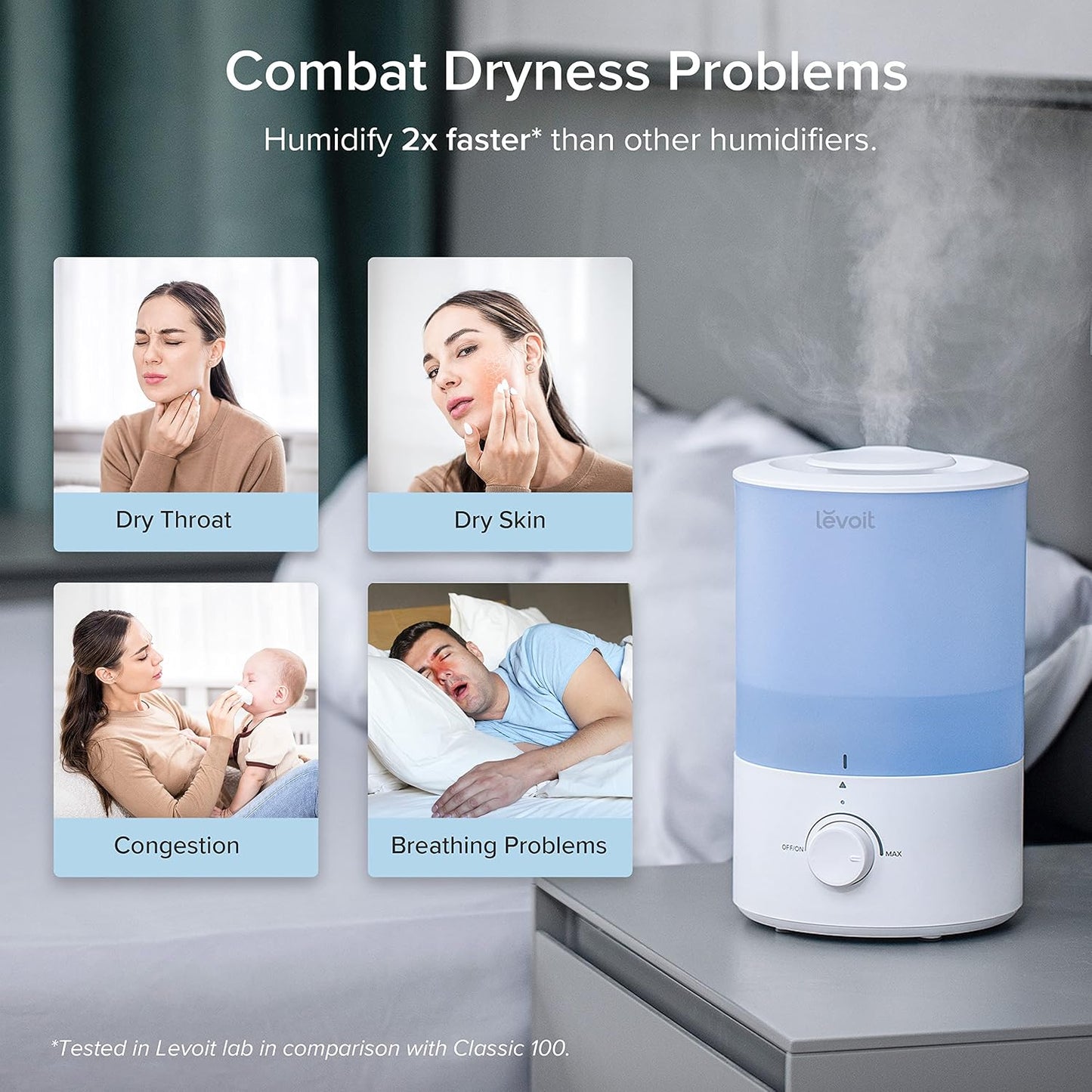 Humidifiers for Bedroom 4.2L Top Fill for Large Room, NeoClassic 450