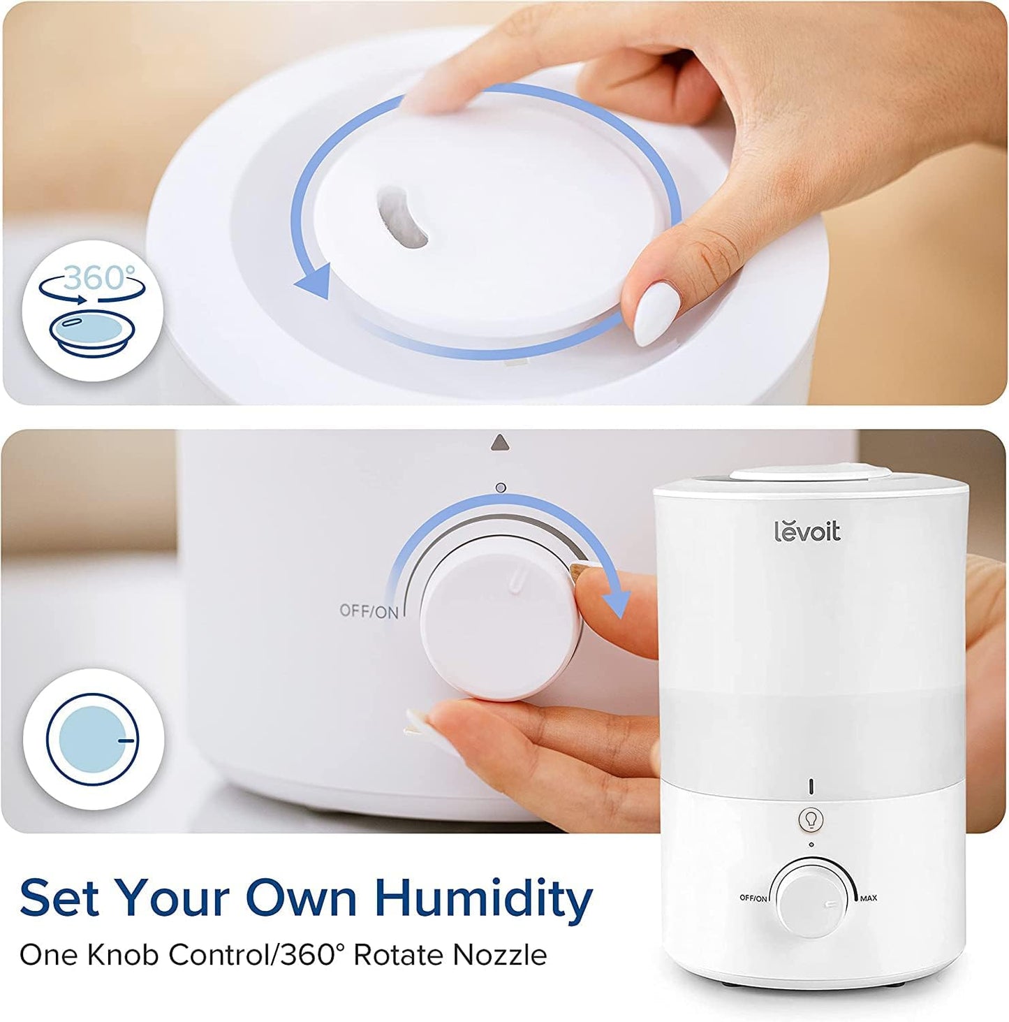 Humidifiers for Bedroom 4.2L Top Fill for Large Room, NeoClassic 450