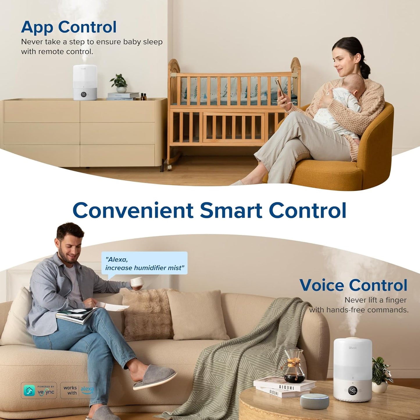 Humidifiers for Bedroom 4.2L Top Fill for Large Room, NeoClassic 450