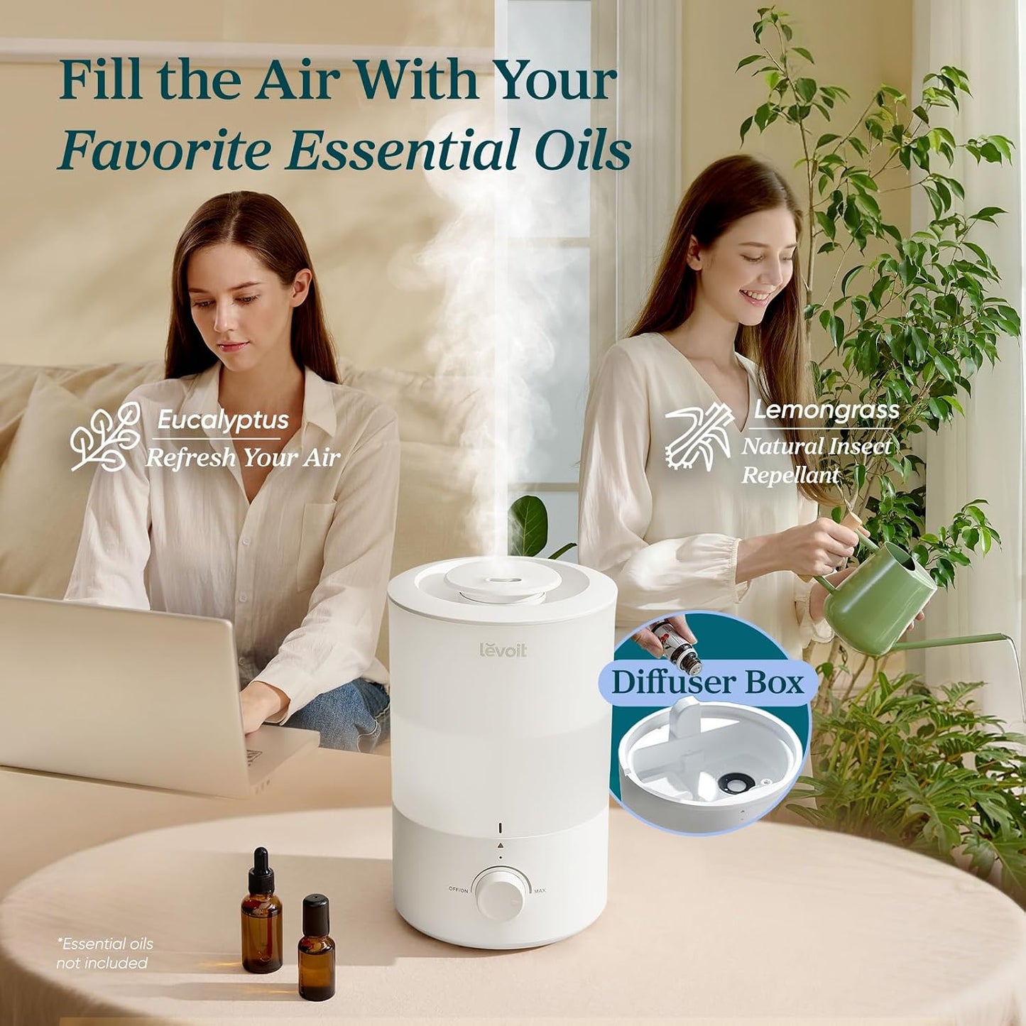 Humidifiers for Bedroom 4.2L Top Fill for Large Room, NeoClassic 450
