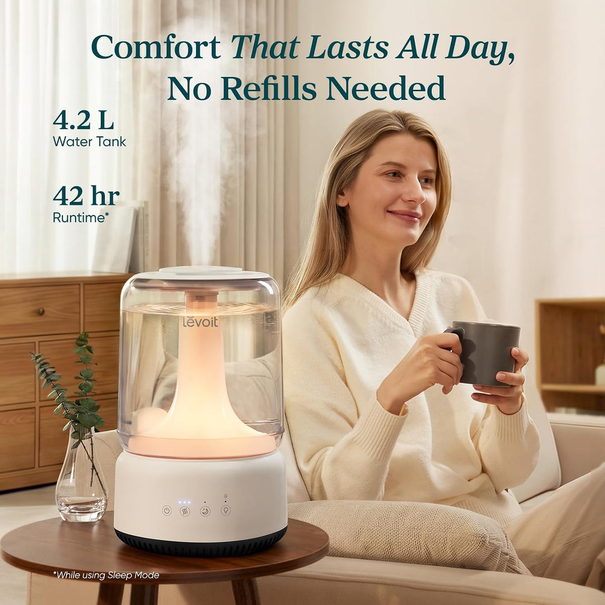 Humidifiers for Bedroom 4.2L Top Fill for Large Room, NeoClassic 450