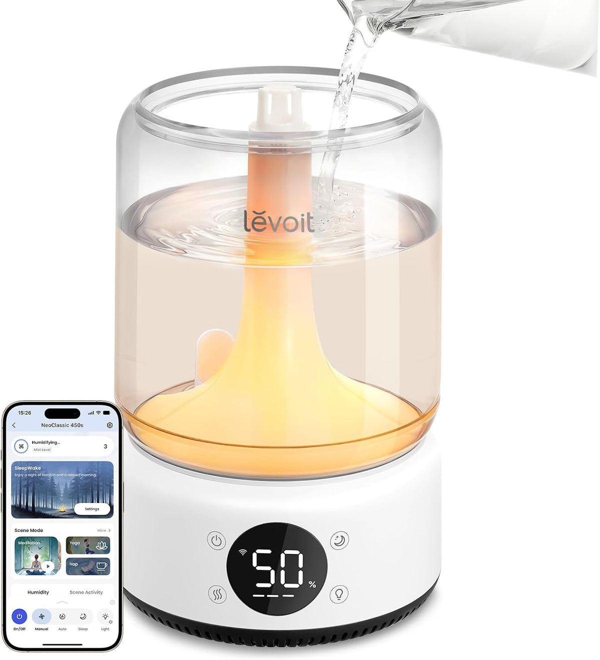 Humidifiers for Bedroom 4.2L Top Fill for Large Room, NeoClassic 450
