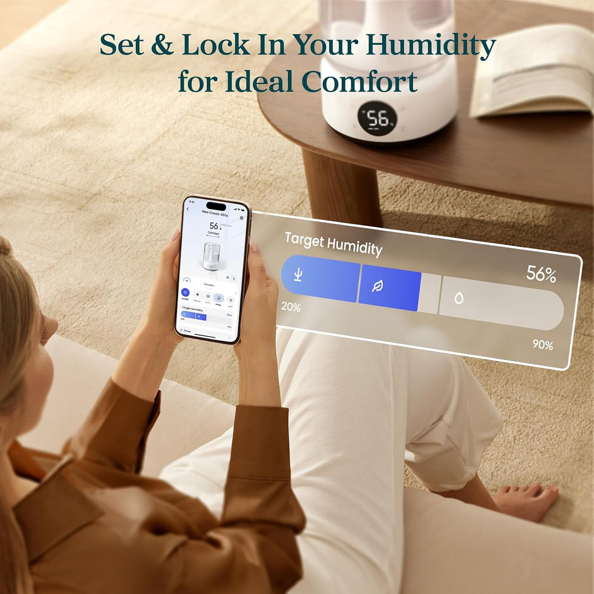 Humidifiers for Bedroom 4.2L Top Fill for Large Room, NeoClassic 450