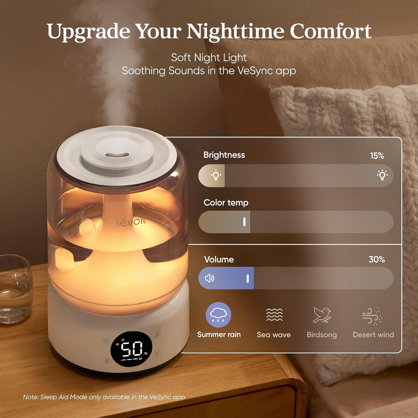 Humidifiers for Bedroom 4.2L Top Fill for Large Room, NeoClassic 450