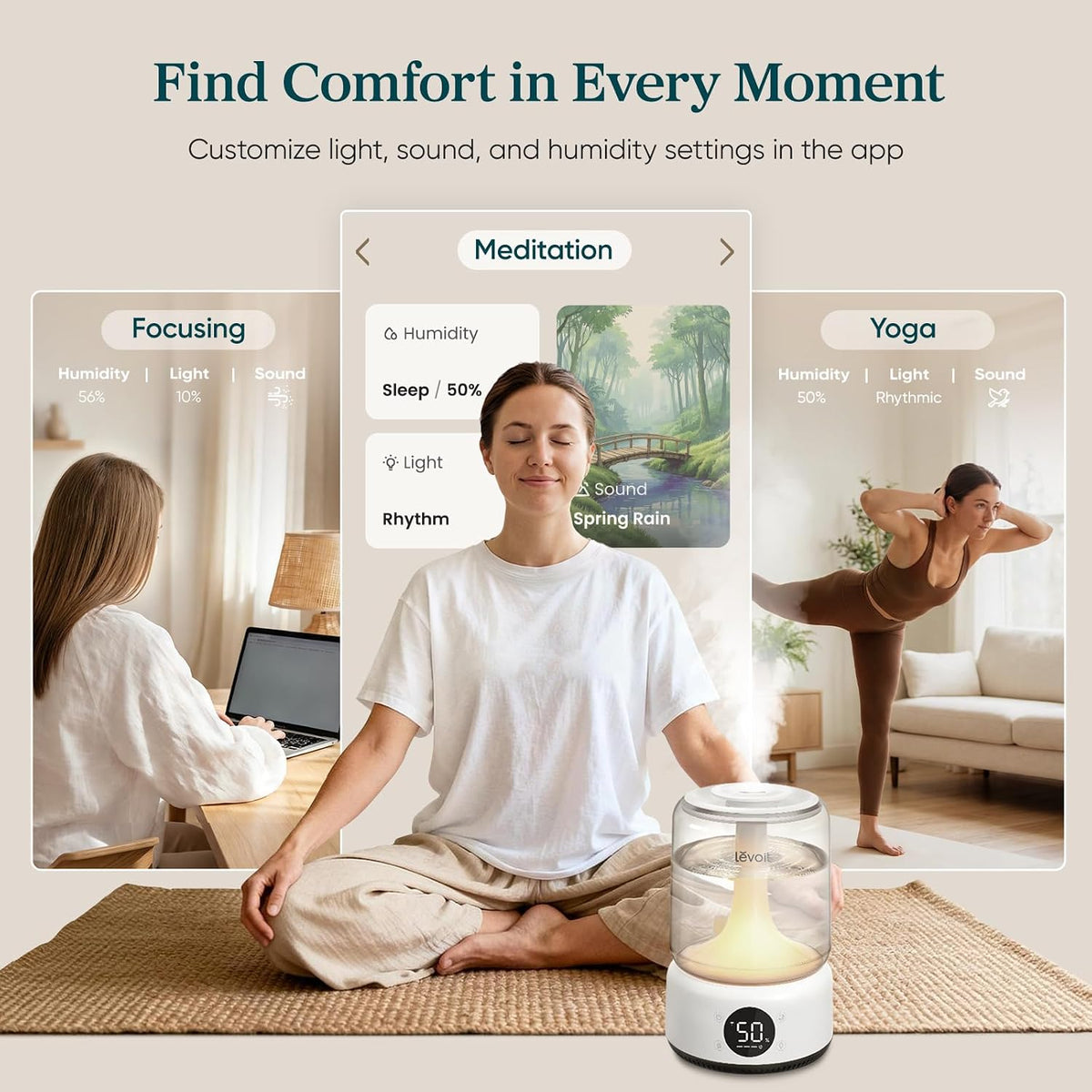 Humidifiers for Bedroom 4.2L Top Fill for Large Room, NeoClassic 450