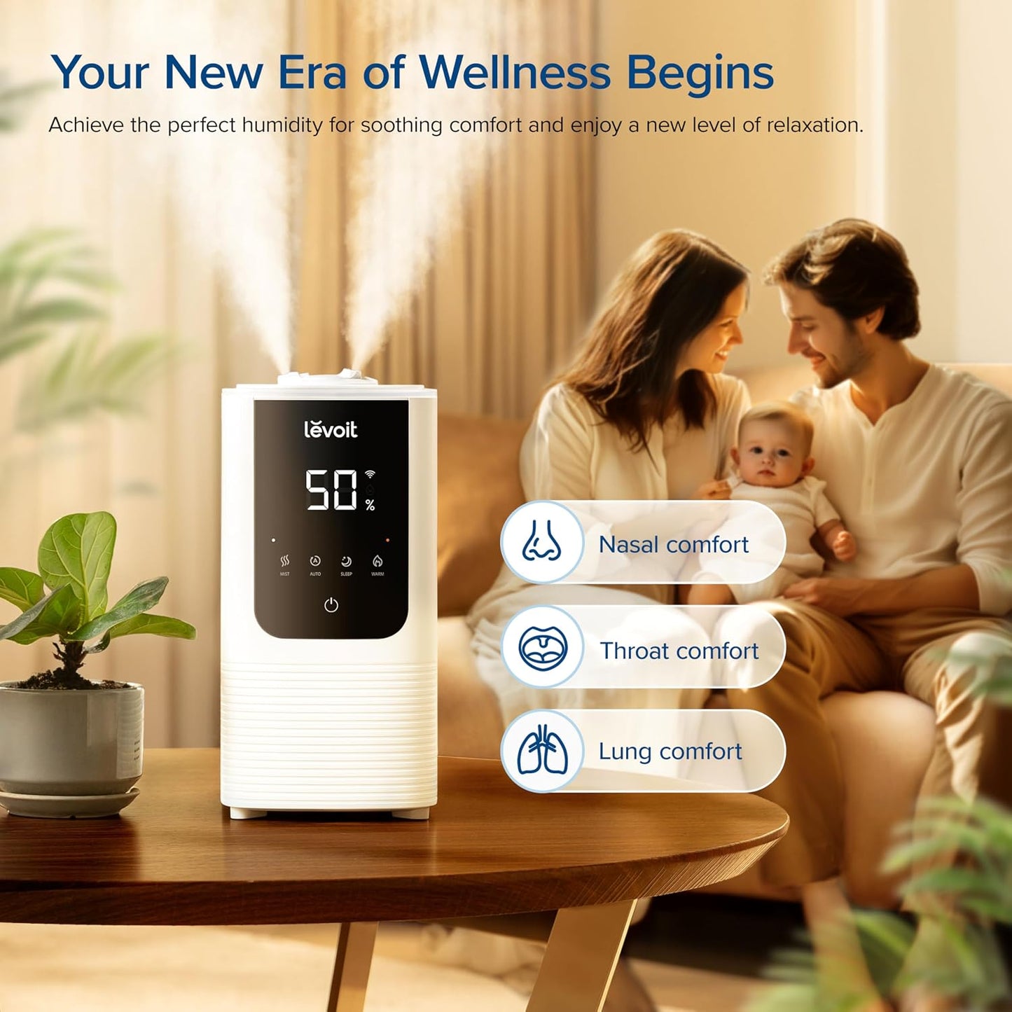 Humidifiers for Bedroom 4.2L Top Fill for Large Room, NeoClassic 450
