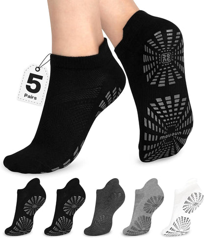 5 Pairs Pilates Socks for Women Non Slip Socks with Grips for Yoga Hospital Barre Barefoot