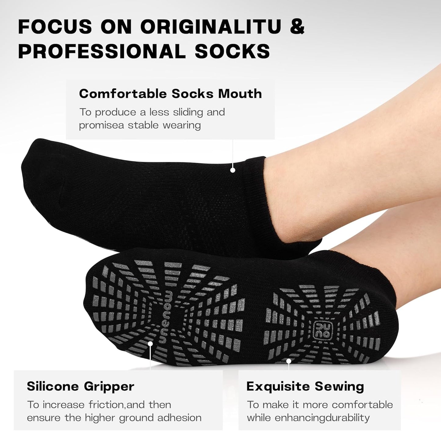5 Pairs Pilates Socks for Women Non Slip Socks with Grips for Yoga Hospital Barre Barefoot