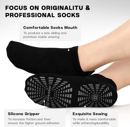 5 Pairs Pilates Socks for Women Non Slip Socks with Grips for Yoga Hospital Barre Barefoot
