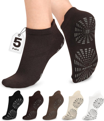 5 Pairs Pilates Socks for Women Non Slip Socks with Grips for Yoga Hospital Barre Barefoot