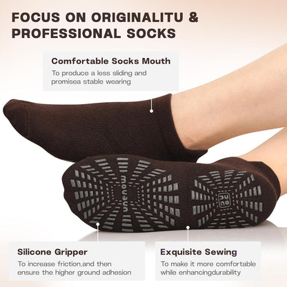 5 Pairs Pilates Socks for Women Non Slip Socks with Grips for Yoga Hospital Barre Barefoot