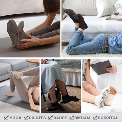 5 Pairs Pilates Socks for Women Non Slip Socks with Grips for Yoga Hospital Barre Barefoot