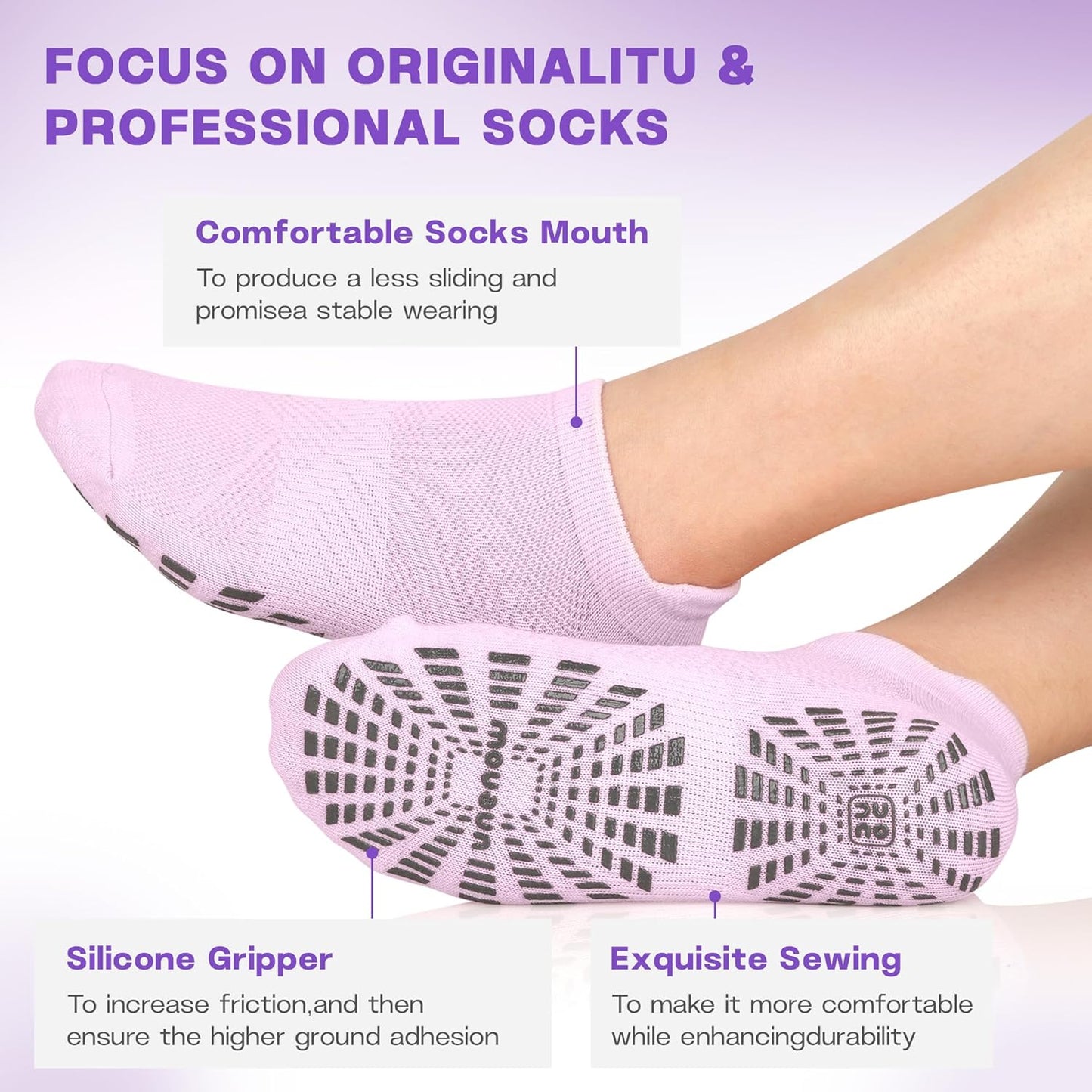 5 Pairs Pilates Socks for Women Non Slip Socks with Grips for Yoga Hospital Barre Barefoot