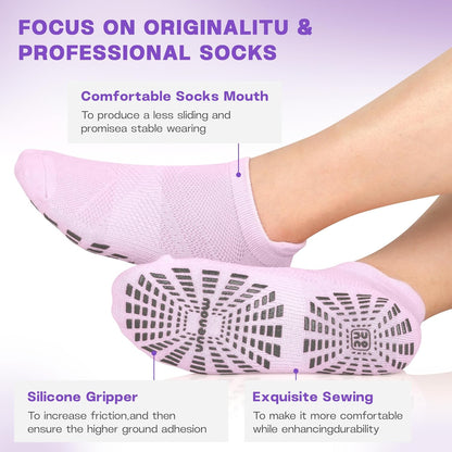 5 Pairs Pilates Socks for Women Non Slip Socks with Grips for Yoga Hospital Barre Barefoot