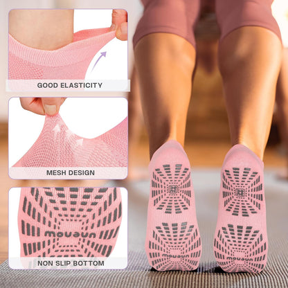 5 Pairs Pilates Socks for Women Non Slip Socks with Grips for Yoga Hospital Barre Barefoot