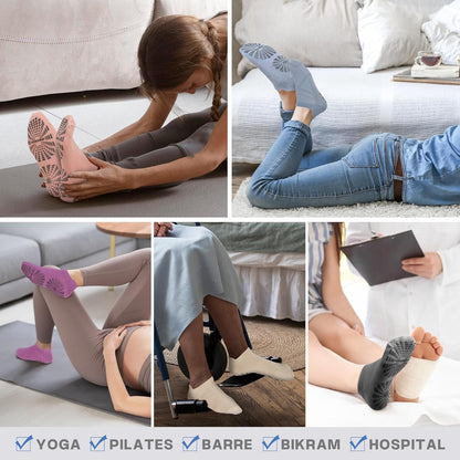 5 Pairs Pilates Socks for Women Non Slip Socks with Grips for Yoga Hospital Barre Barefoot