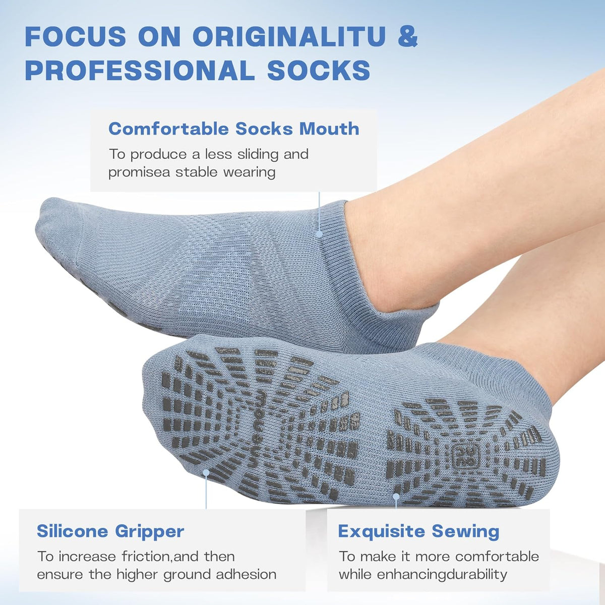 5 Pairs Pilates Socks for Women Non Slip Socks with Grips for Yoga Hospital Barre Barefoot