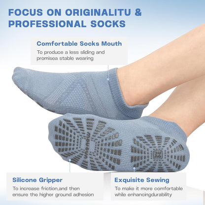 5 Pairs Pilates Socks for Women Non Slip Socks with Grips for Yoga Hospital Barre Barefoot
