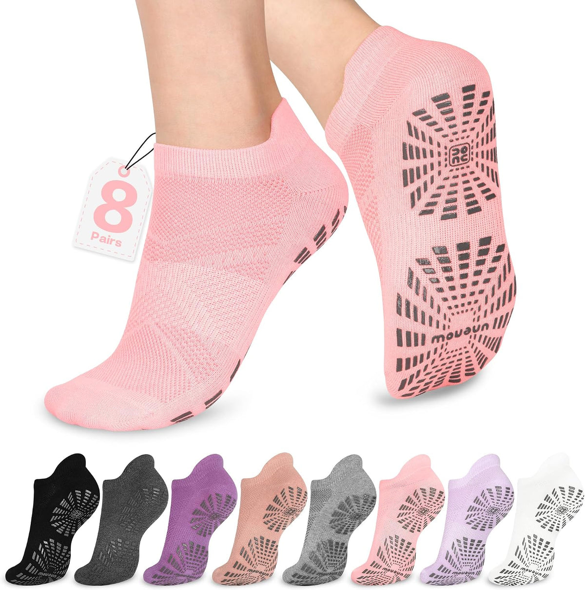 5 Pairs Pilates Socks for Women Non Slip Socks with Grips for Yoga Hospital Barre Barefoot