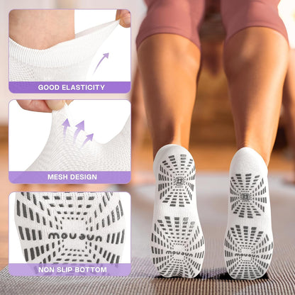 5 Pairs Pilates Socks for Women Non Slip Socks with Grips for Yoga Hospital Barre Barefoot