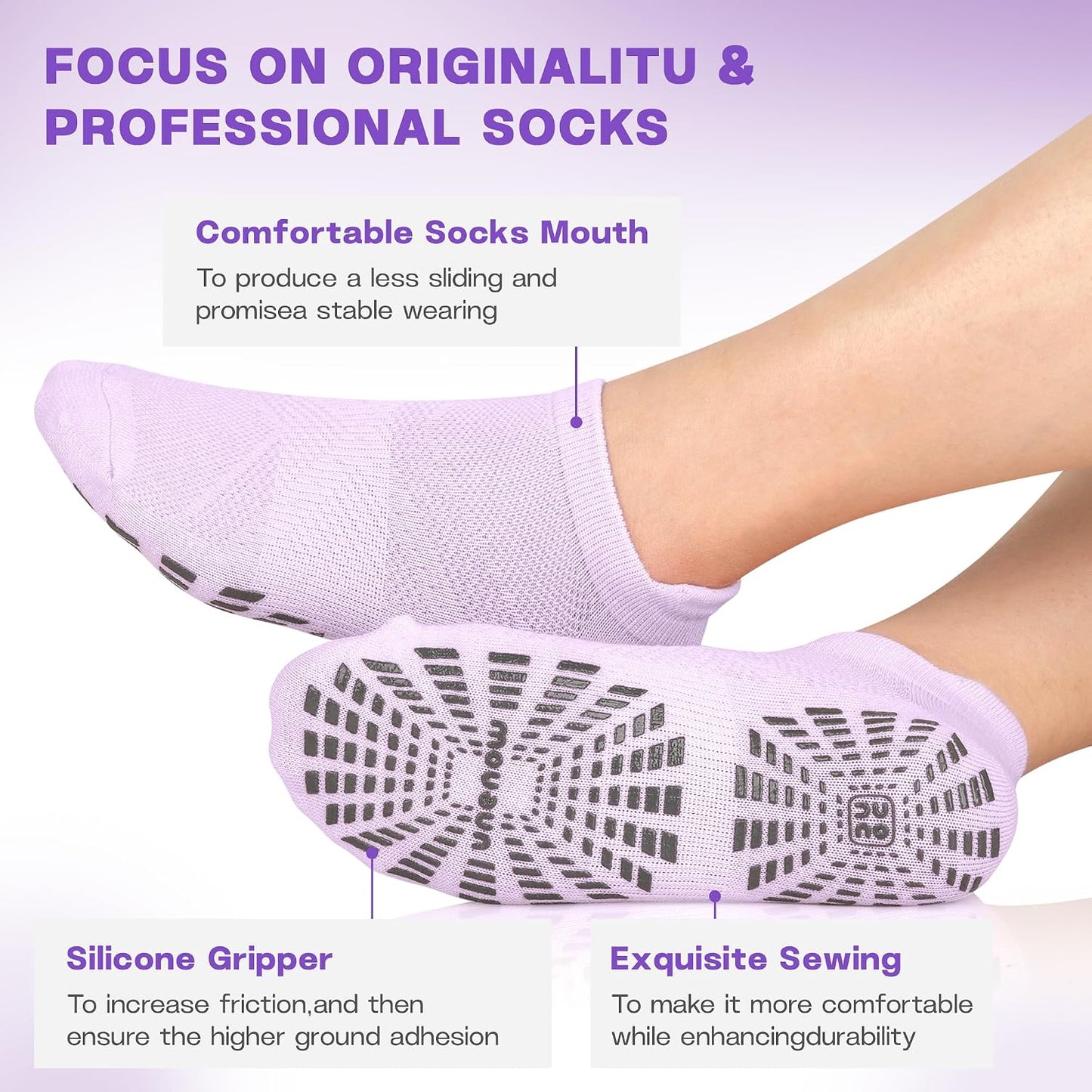 5 Pairs Pilates Socks for Women Non Slip Socks with Grips for Yoga Hospital Barre Barefoot