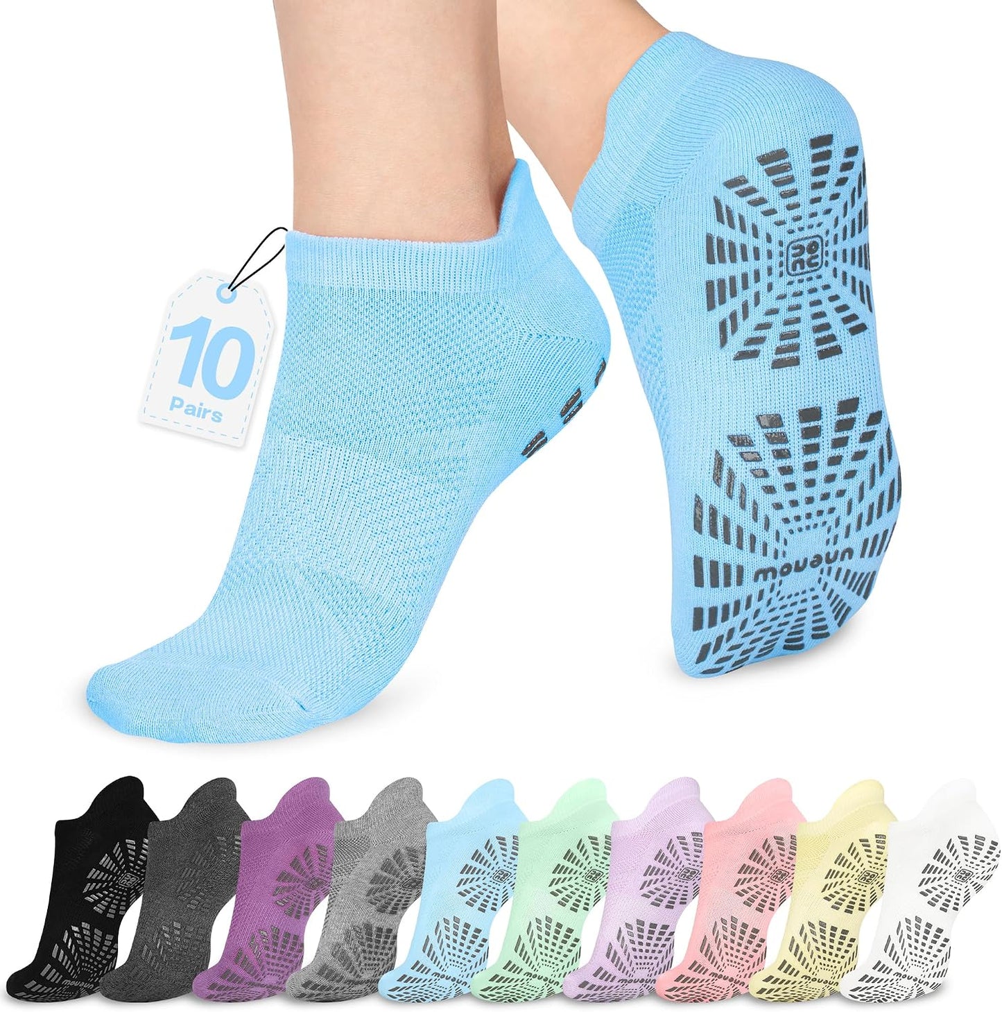 5 Pairs Pilates Socks for Women Non Slip Socks with Grips for Yoga Hospital Barre Barefoot