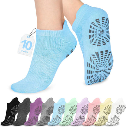 5 Pairs Pilates Socks for Women Non Slip Socks with Grips for Yoga Hospital Barre Barefoot