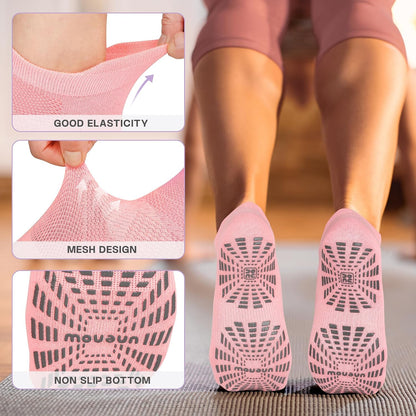 5 Pairs Pilates Socks for Women Non Slip Socks with Grips for Yoga Hospital Barre Barefoot