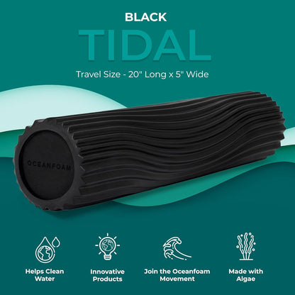 Tidal Roller - Natural - Muscle Massage Foam Roller for Back Pain & Stretching - Firm and Ergonomic Wide Wave Textured - Yoga, Athletics, & Wellness - Full Size, 20" x 5" - Colors B