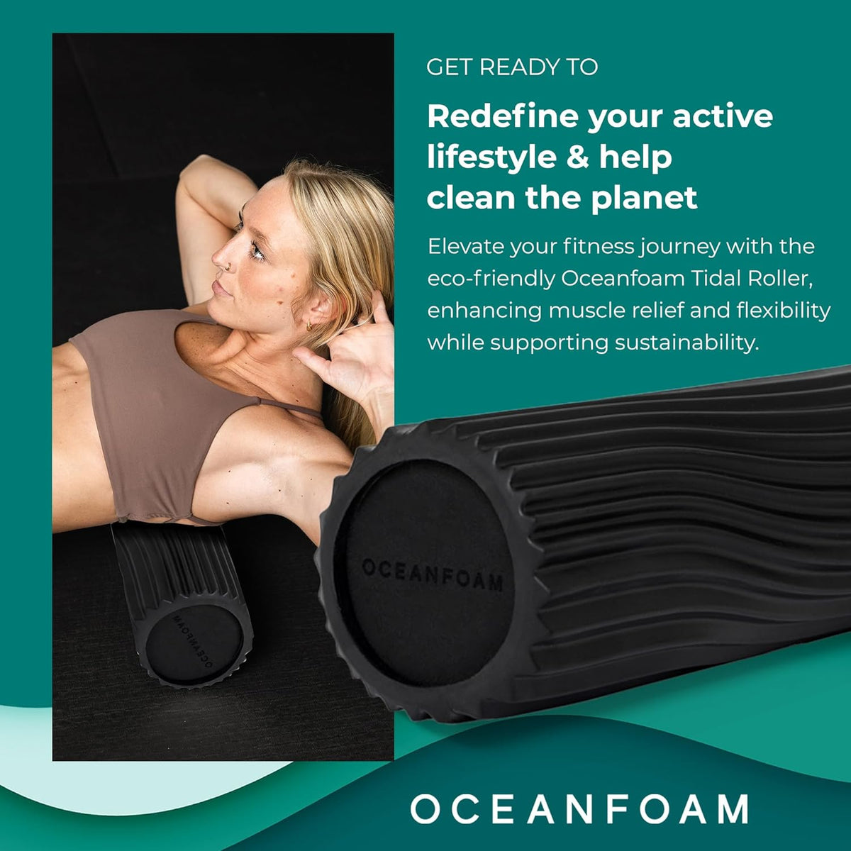 Tidal Roller - Natural - Muscle Massage Foam Roller for Back Pain & Stretching - Firm and Ergonomic Wide Wave Textured - Yoga, Athletics, & Wellness - Full Size, 20" x 5" - Colors B
