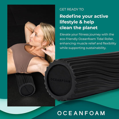 Tidal Roller - Natural - Muscle Massage Foam Roller for Back Pain & Stretching - Firm and Ergonomic Wide Wave Textured - Yoga, Athletics, & Wellness - Full Size, 20" x 5" - Colors B