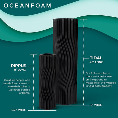 Tidal Roller - Natural - Muscle Massage Foam Roller for Back Pain & Stretching - Firm and Ergonomic Wide Wave Textured - Yoga, Athletics, & Wellness - Full Size, 20" x 5" - Colors B