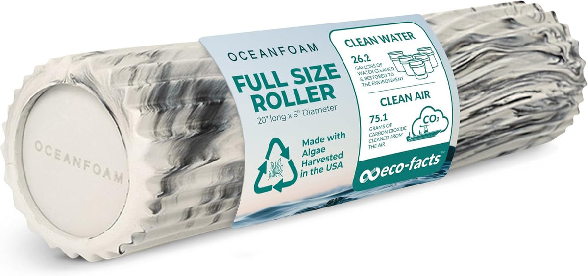 Tidal Roller - Natural - Muscle Massage Foam Roller for Back Pain & Stretching - Firm and Ergonomic Wide Wave Textured - Yoga, Athletics, & Wellness - Full Size, 20" x 5" - Colors B