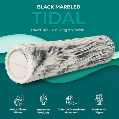 Tidal Roller - Natural - Muscle Massage Foam Roller for Back Pain & Stretching - Firm and Ergonomic Wide Wave Textured - Yoga, Athletics, & Wellness - Full Size, 20" x 5" - Colors B