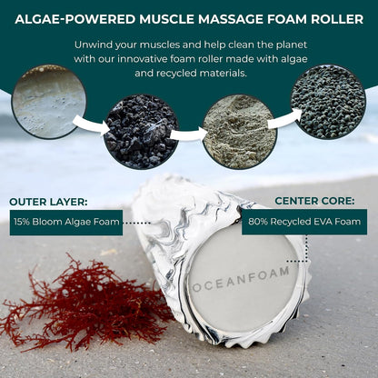 Tidal Roller - Natural - Muscle Massage Foam Roller for Back Pain & Stretching - Firm and Ergonomic Wide Wave Textured - Yoga, Athletics, & Wellness - Full Size, 20" x 5" - Colors B