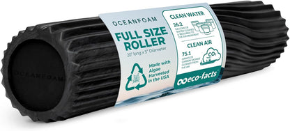 Tidal Roller - Natural - Muscle Massage Foam Roller for Back Pain & Stretching - Firm and Ergonomic Wide Wave Textured - Yoga, Athletics, & Wellness - Full Size, 20" x 5" - Colors B