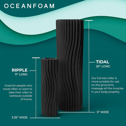 Tidal Roller - Natural - Muscle Massage Foam Roller for Back Pain & Stretching - Firm and Ergonomic Wide Wave Textured - Yoga, Athletics, & Wellness - Full Size, 20" x 5" - Colors B