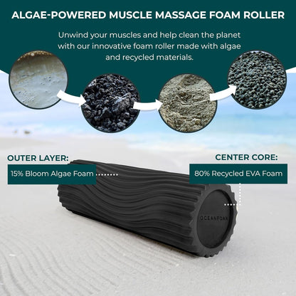 Tidal Roller - Natural - Muscle Massage Foam Roller for Back Pain & Stretching - Firm and Ergonomic Wide Wave Textured - Yoga, Athletics, & Wellness - Full Size, 20" x 5" - Colors B