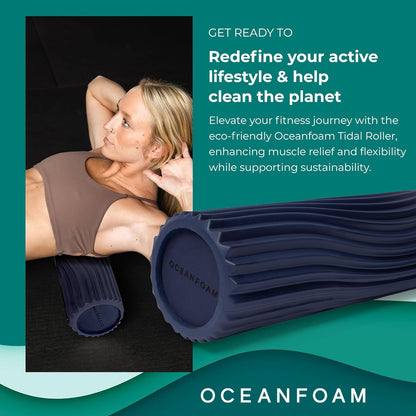 Tidal Roller - Natural - Muscle Massage Foam Roller for Back Pain & Stretching - Firm and Ergonomic Wide Wave Textured - Yoga, Athletics, & Wellness - Full Size, 20" x 5" - Colors B