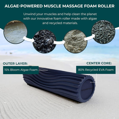 Tidal Roller - Natural - Muscle Massage Foam Roller for Back Pain & Stretching - Firm and Ergonomic Wide Wave Textured - Yoga, Athletics, & Wellness - Full Size, 20" x 5" - Colors B