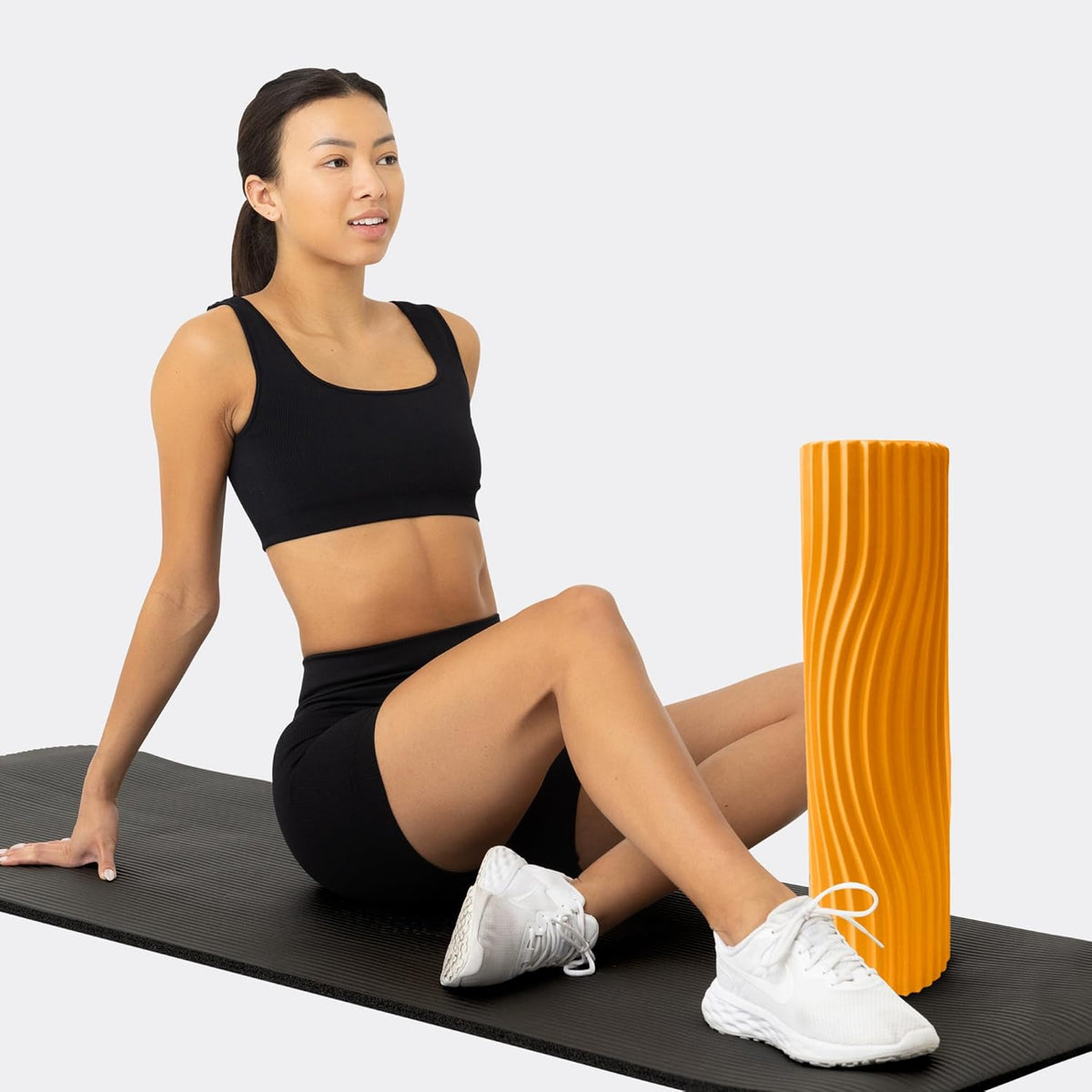 Tidal Roller - Natural - Muscle Massage Foam Roller for Back Pain & Stretching - Firm and Ergonomic Wide Wave Textured - Yoga, Athletics, & Wellness - Full Size, 20" x 5" - Colors B