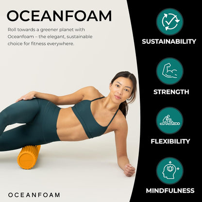 Tidal Roller - Natural - Muscle Massage Foam Roller for Back Pain & Stretching - Firm and Ergonomic Wide Wave Textured - Yoga, Athletics, & Wellness - Full Size, 20" x 5" - Colors B