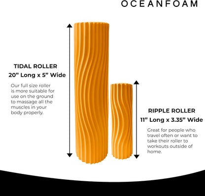 Tidal Roller - Natural - Muscle Massage Foam Roller for Back Pain & Stretching - Firm and Ergonomic Wide Wave Textured - Yoga, Athletics, & Wellness - Full Size, 20" x 5" - Colors B